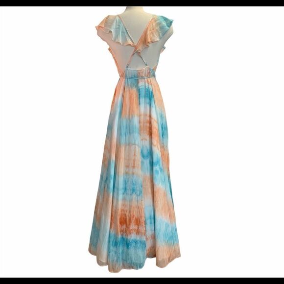 Nwot Luxxel frilled tie-dye maxi dress size small - Picture 4 of 11